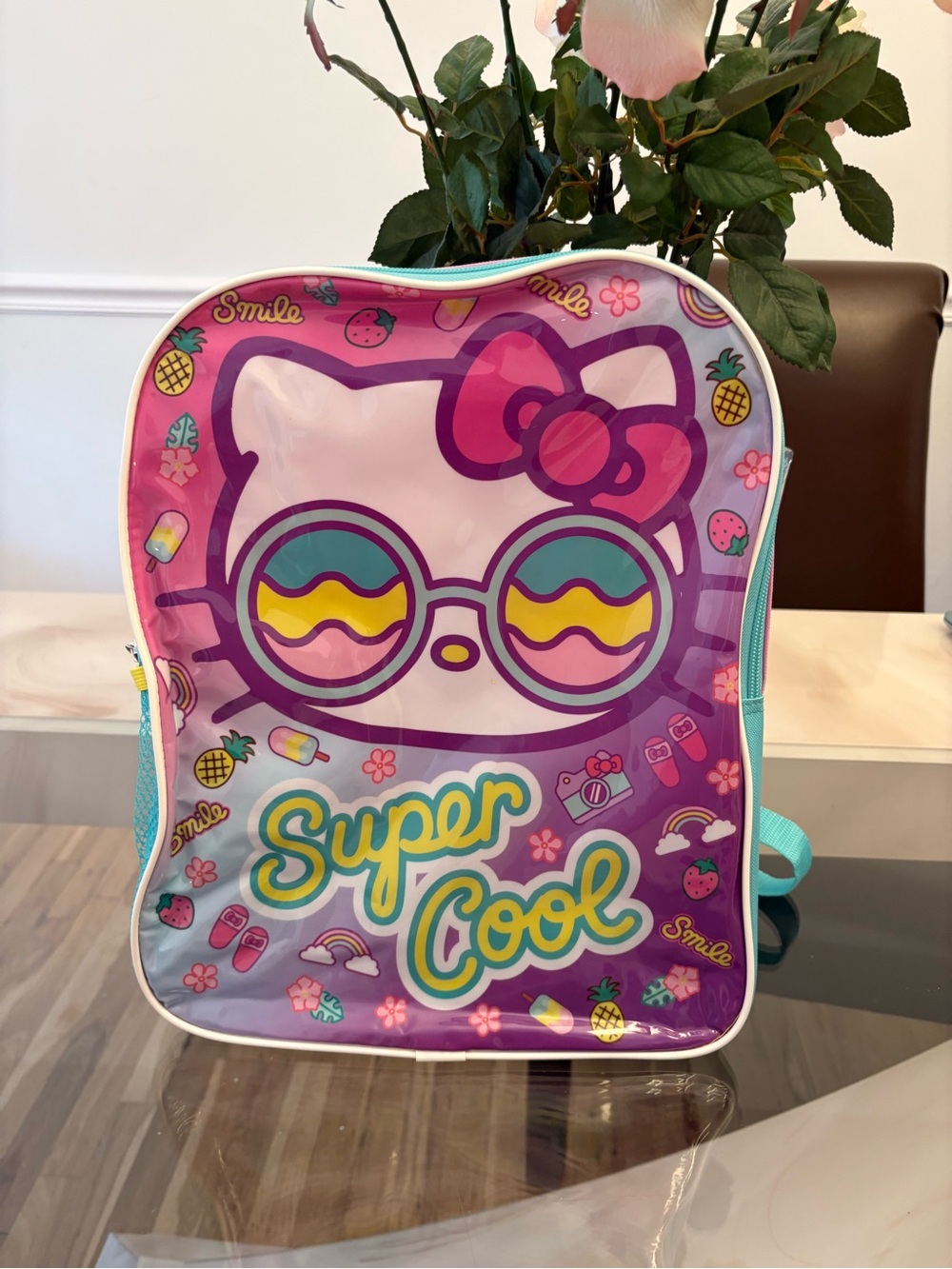 Hello Kitty 15 Inch Backpack Shiny Pink Purple Back To School in Style Unused